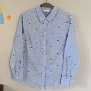 Quirky Blue Stripe Lemon Button Down Shirt